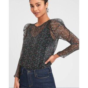 ⭐Banana Republic Sz S Women's Blouse Long Sleeve Crew neck Mesh Silky top new